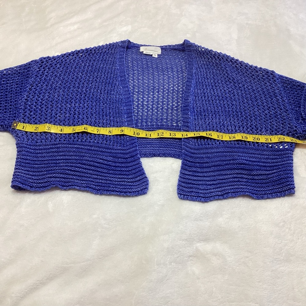Anthropologie Juillet Cropped Cardigan Sweater OS Blue Boho Coastal Hippie - Picture 5 of 8